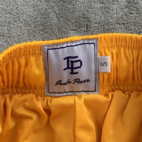 Inaka Power Shorts Mens Small Yellow Mesh Athletic Gym Logo Workout Activewear - Picture 7 of 9